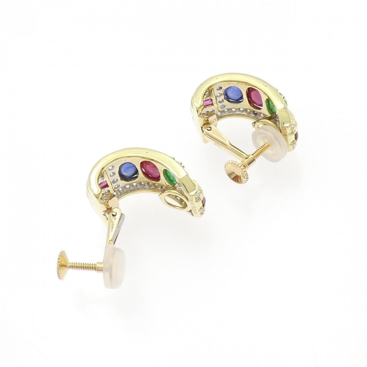 K18YG/K18WG カラーストーン イヤリング