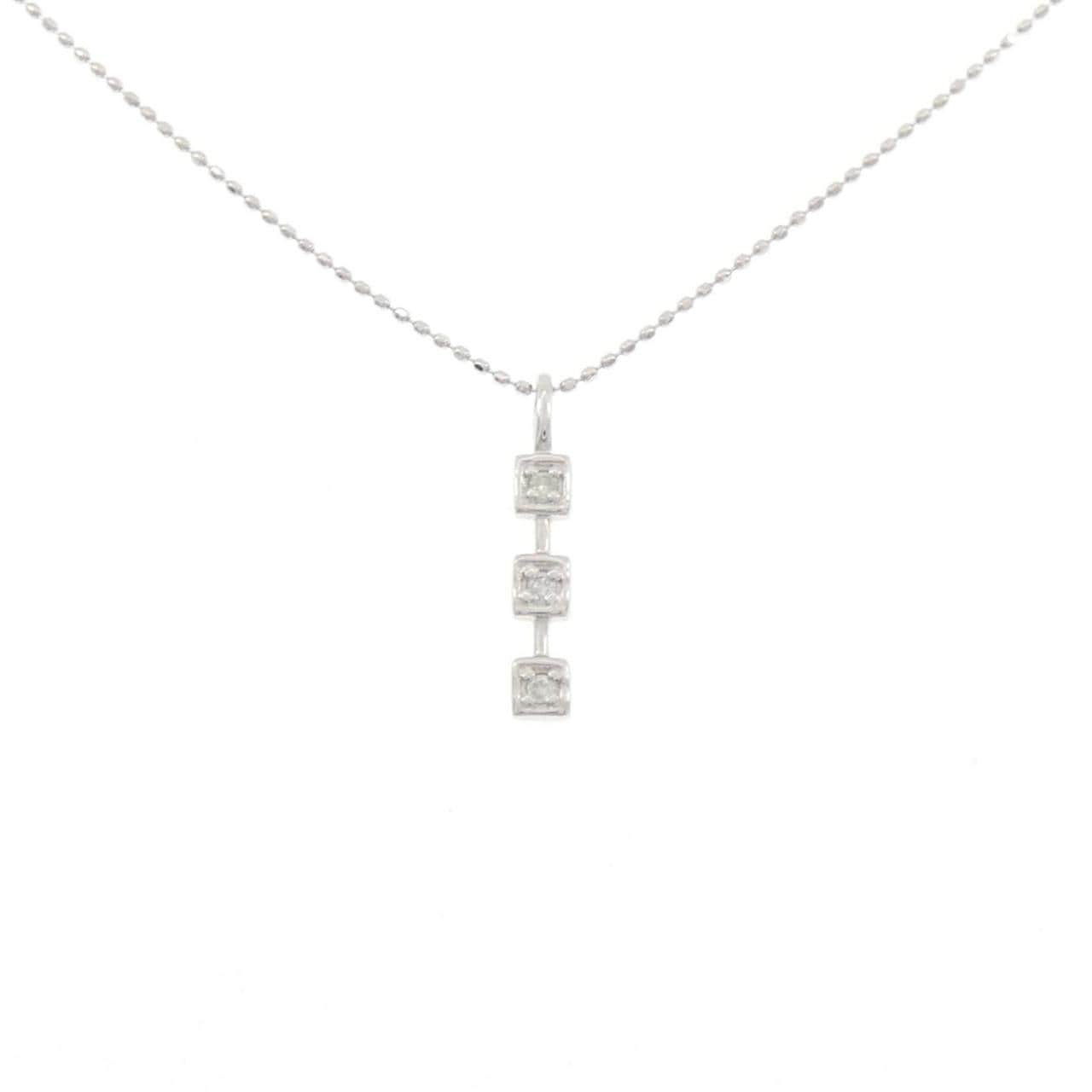 K18WG スリーストーン ダイヤモンド ネックレス 0.05CT