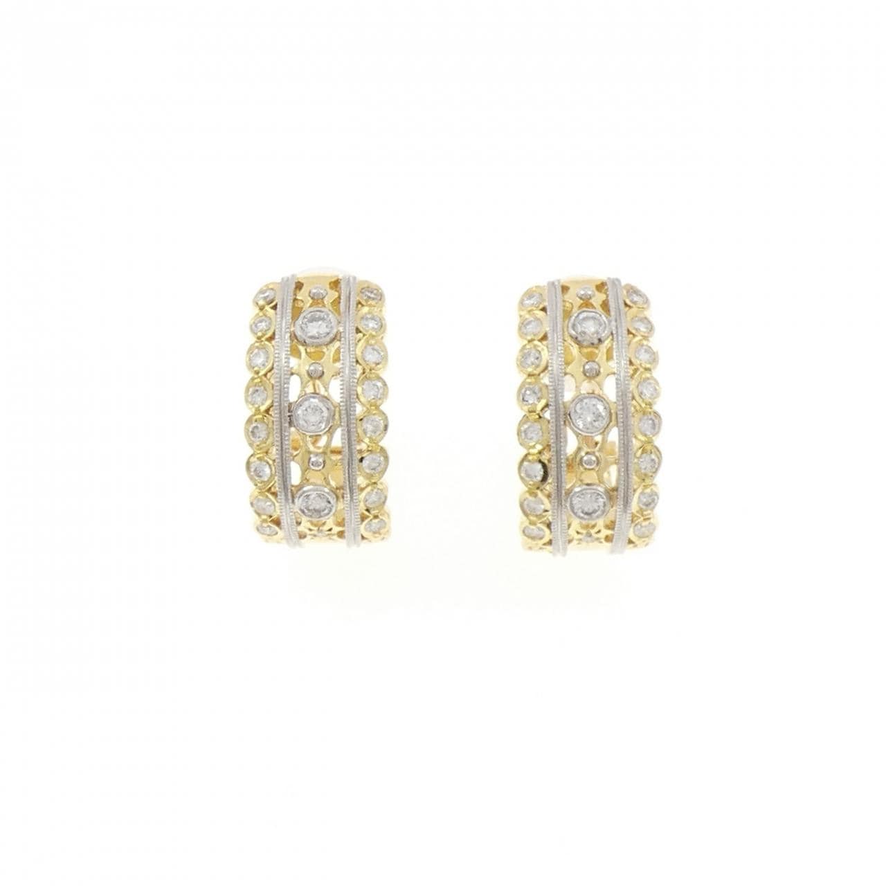 K18YG/PT900 ダイヤモンド ピアス 0.80CT