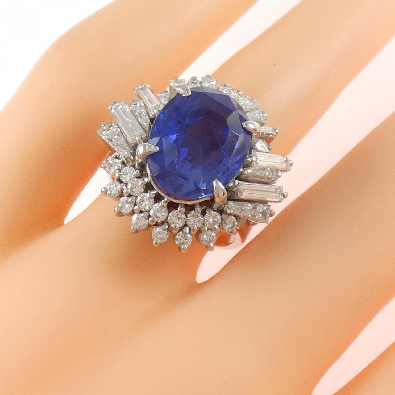 PT900 非加熱 サファイヤ リング 8.95CT スリランカ産