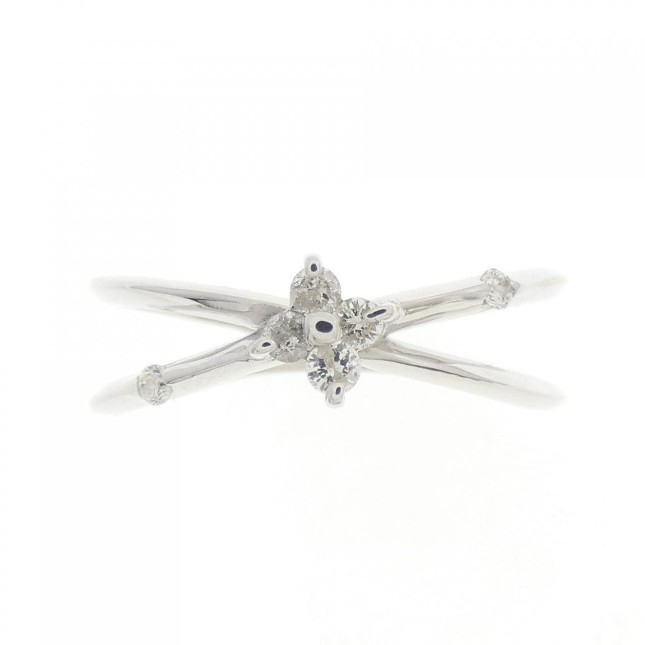 K18WG フラワー ダイヤモンド リング 0.10CT