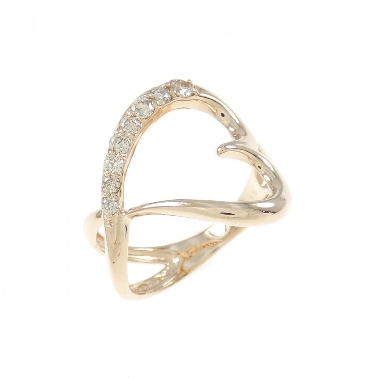 K18PG ハート ダイヤモンド ピンキー リング 0.18CT