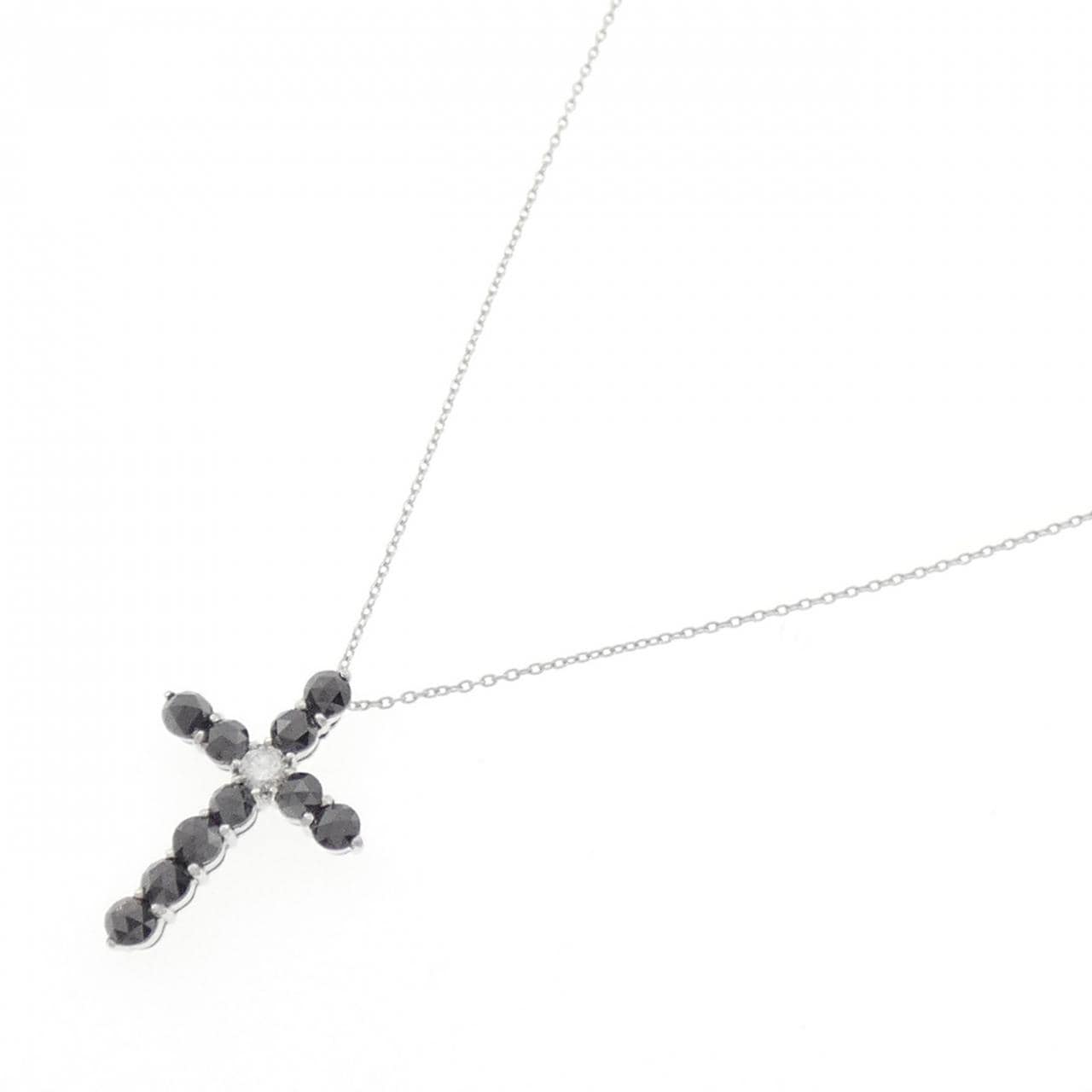 K18WG クロス ダイヤモンド ネックレス 0.12CT