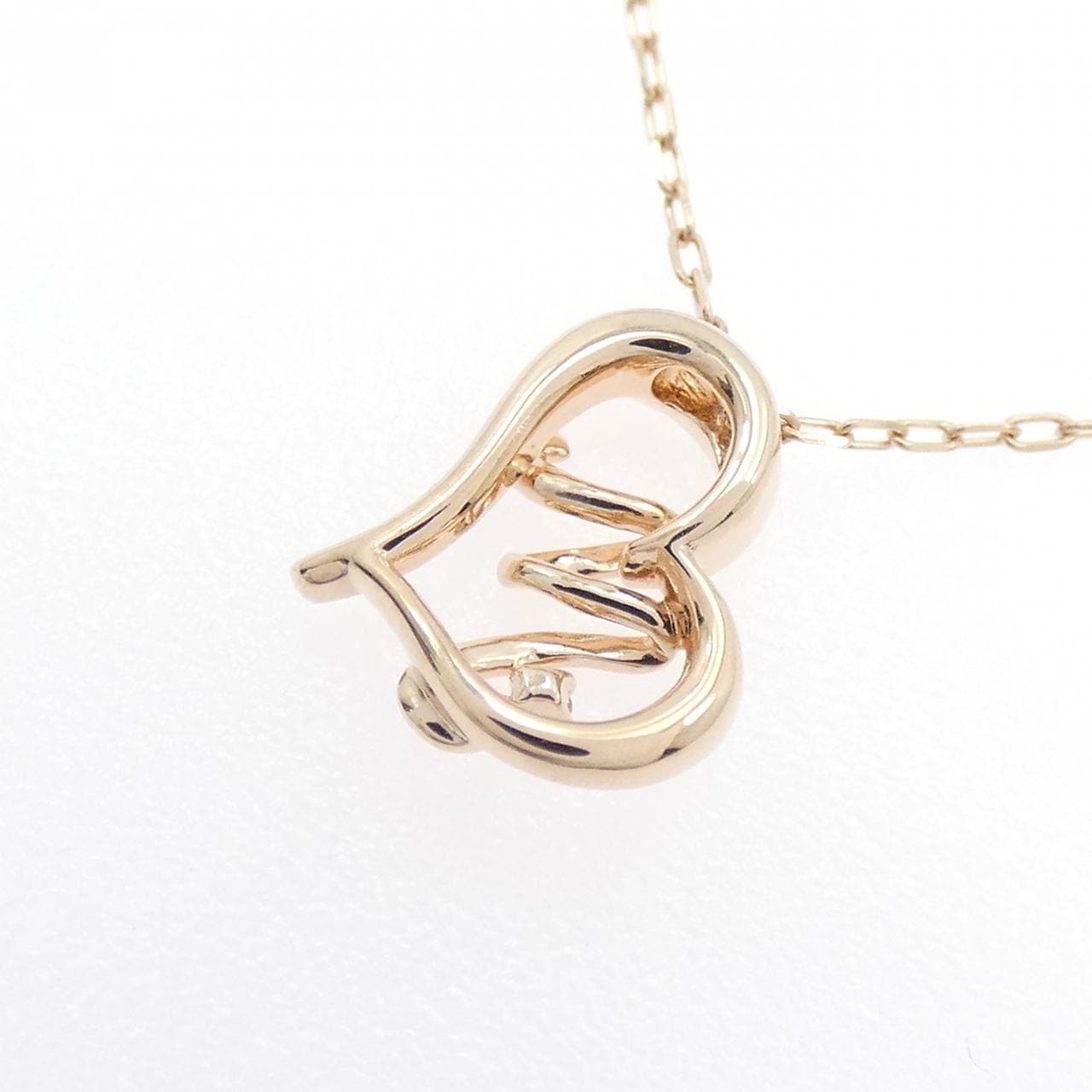 K10PG 心形 x 字母 M鑽石項鍊 0.004克拉