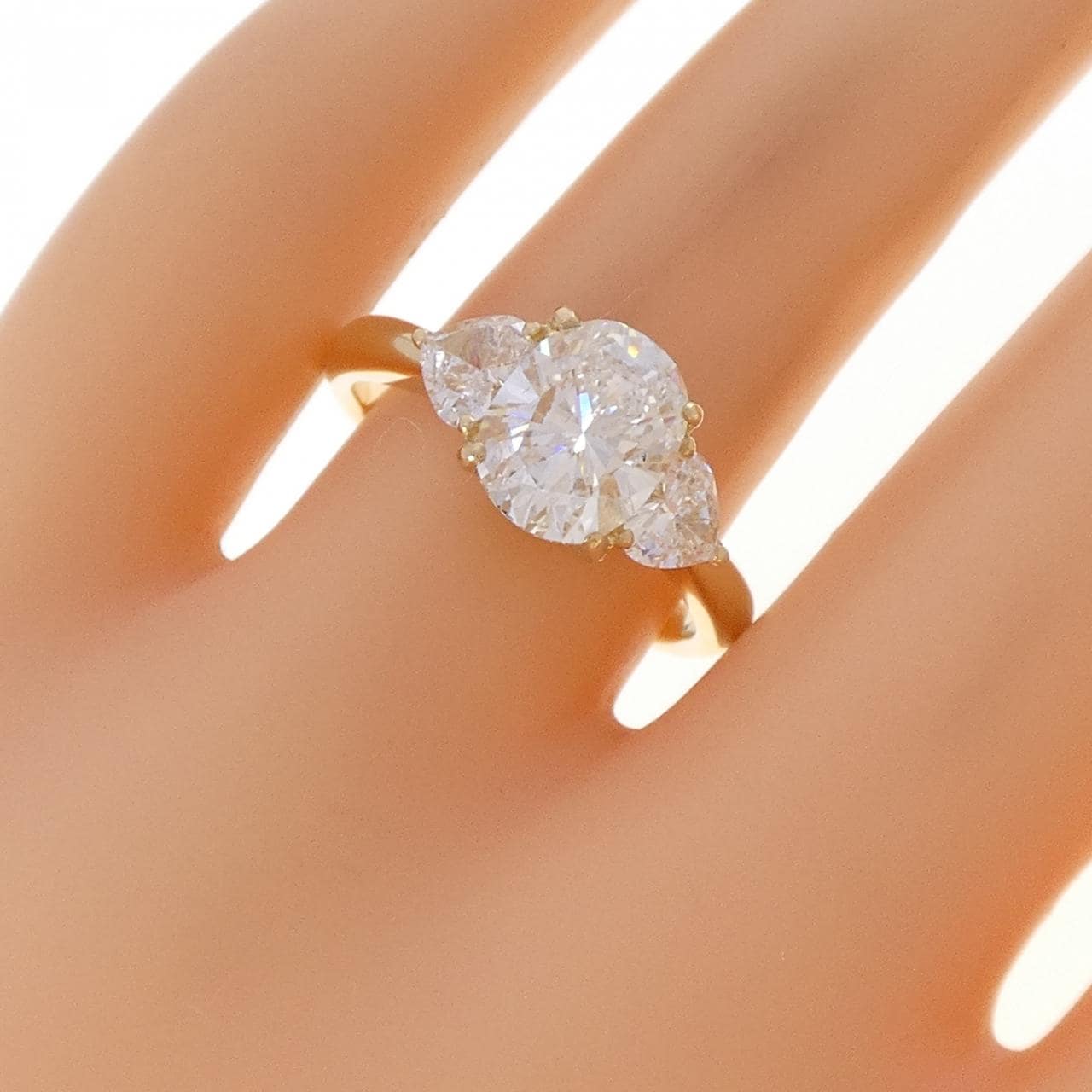 K18YG ダイヤモンド リング 2.007CT F SI2 オーバルカット