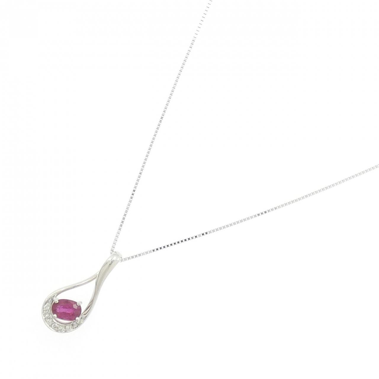 PT900/PT850 ルビー ネックレス 0.65CT