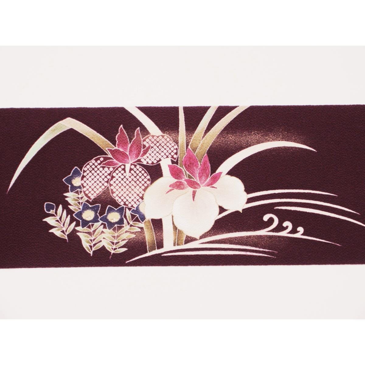 名古屋帯　ちりめん染帯　友禅金彩加工　刺繍入り