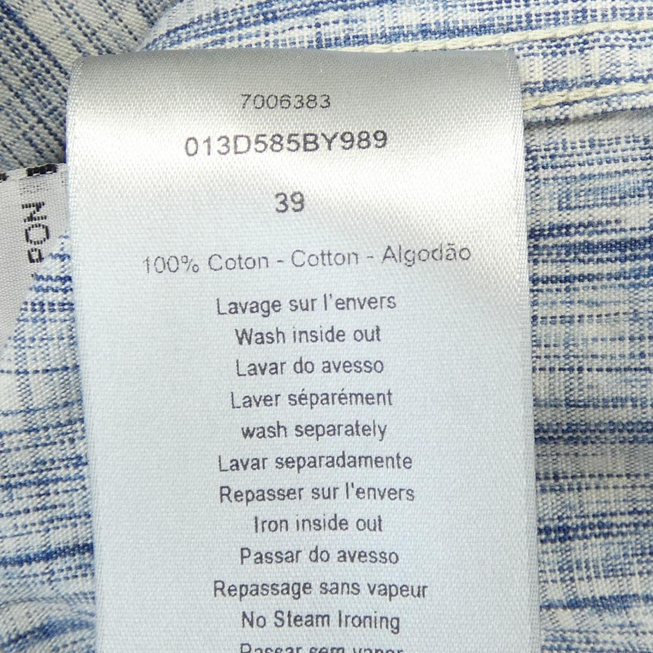 ディオール DIOR DIOR ESSENTIALS オブリークカスリコットンデニム 013D585BY989 シャツ