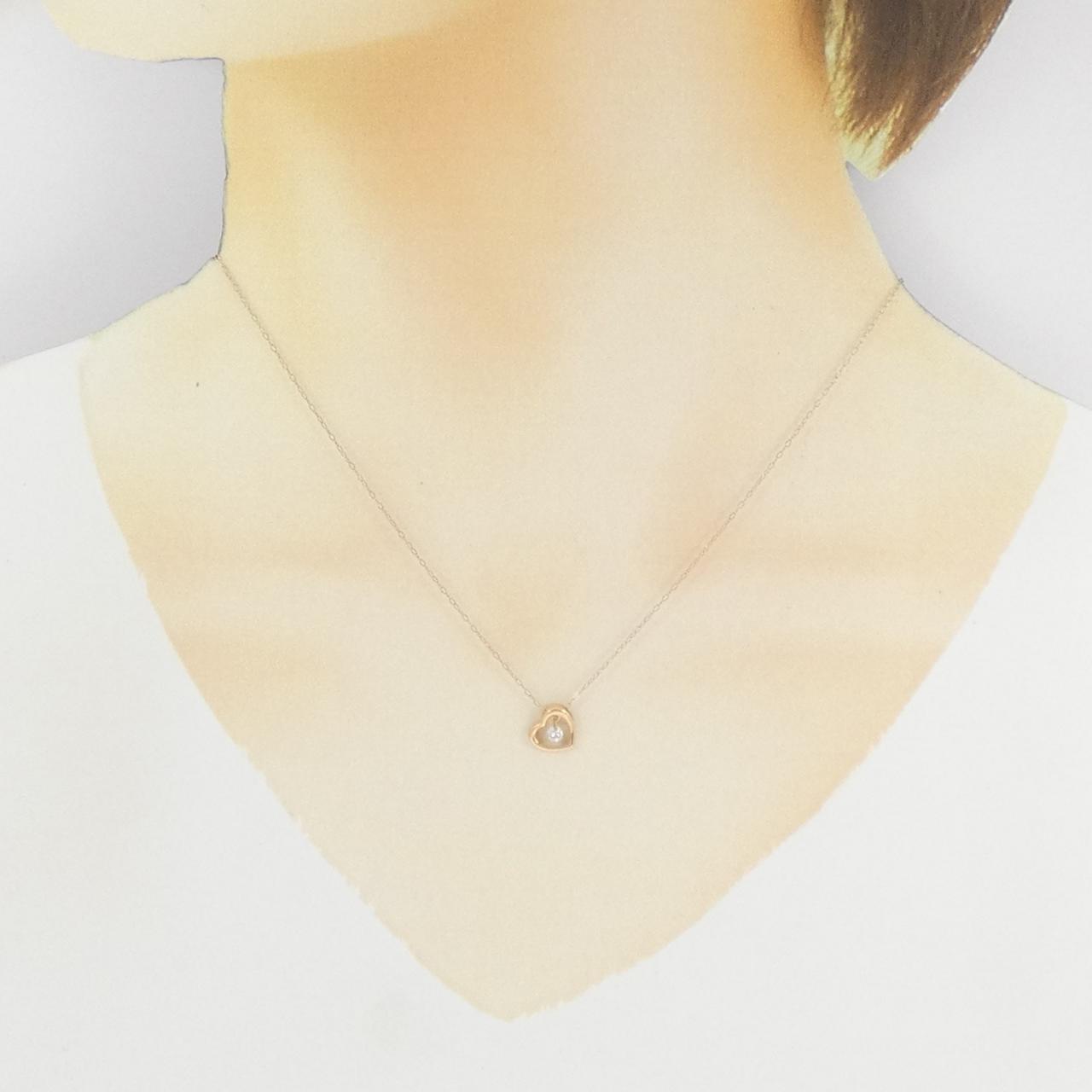 K18PG ハート ダイヤモンド ネックレス 0.08CT