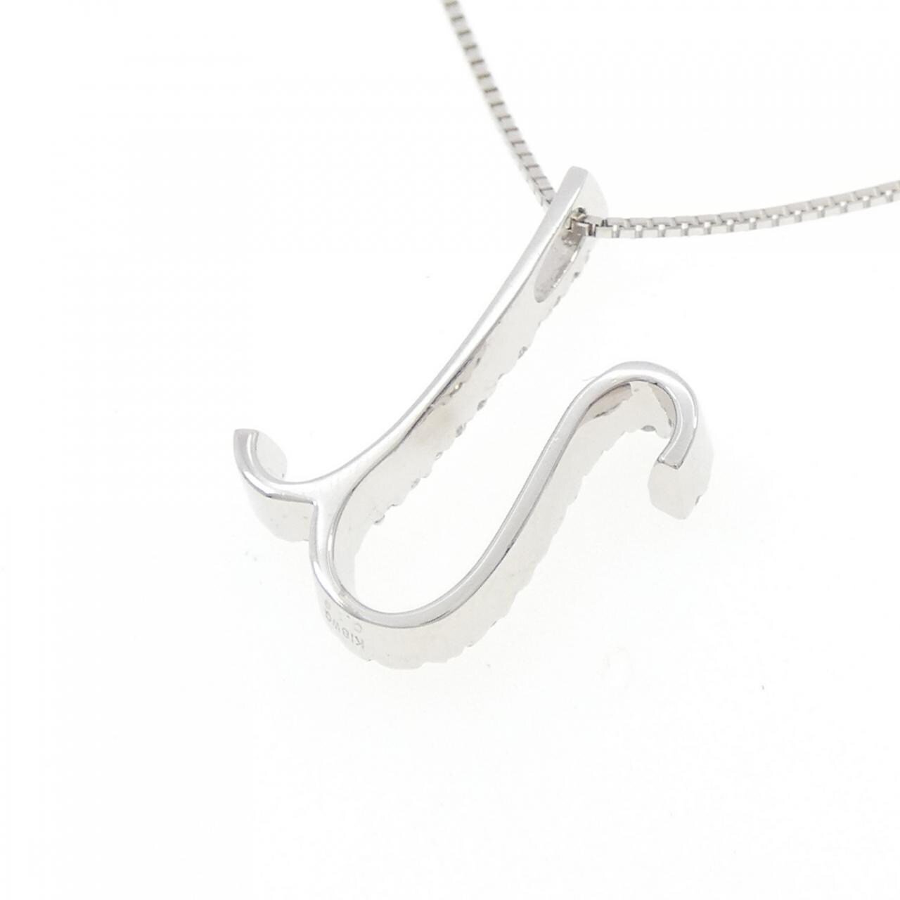 K18WG イニシャルU ダイヤモンド ネックレス 0.19CT