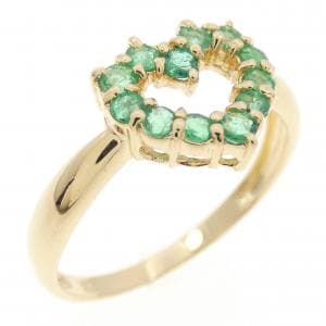 K18YG ハート エメラルド リング