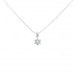 K18WG フラワー ダイヤモンド ネックレス 0.10CT