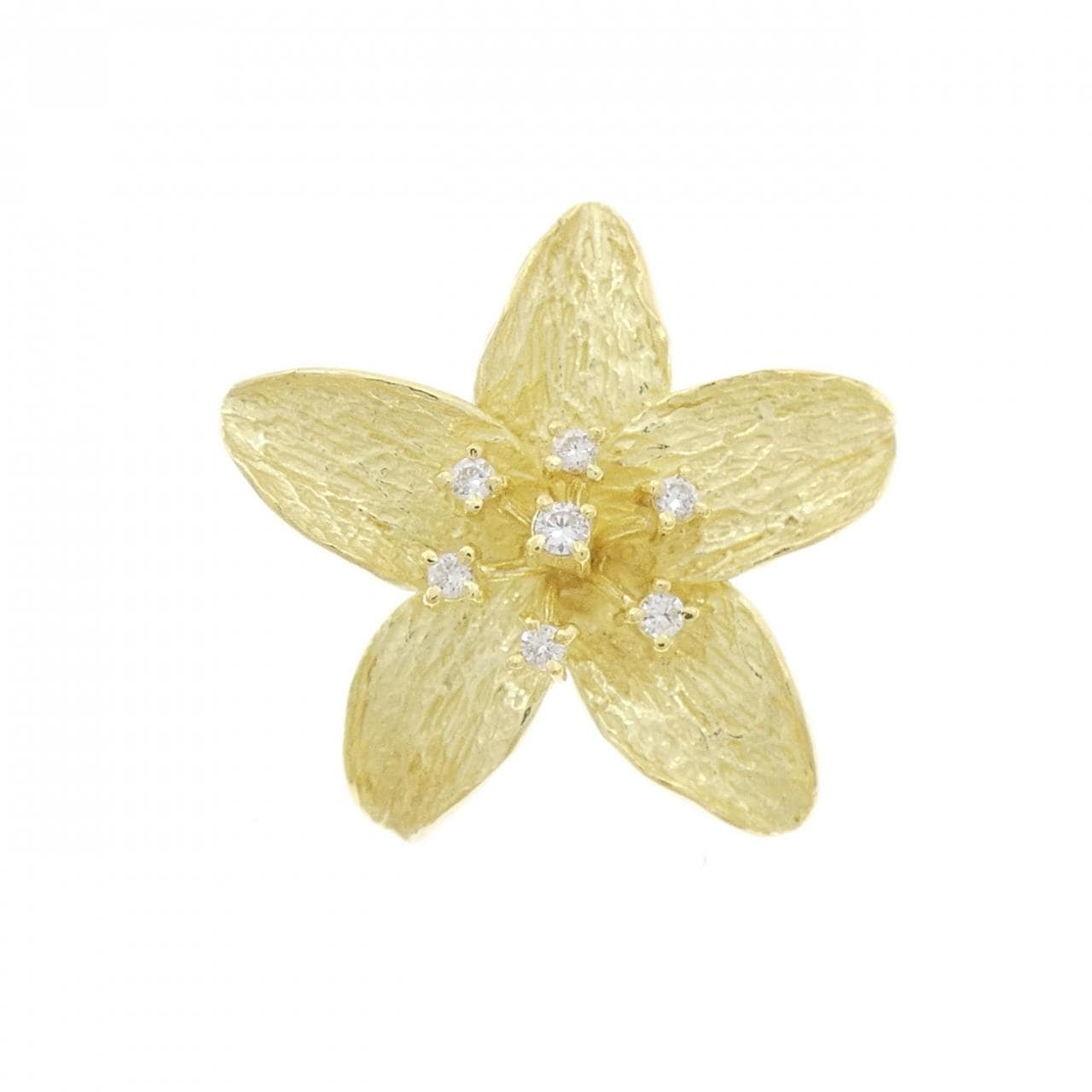 K18YG/K18WG Flower Diamond Brooch 0.10CT