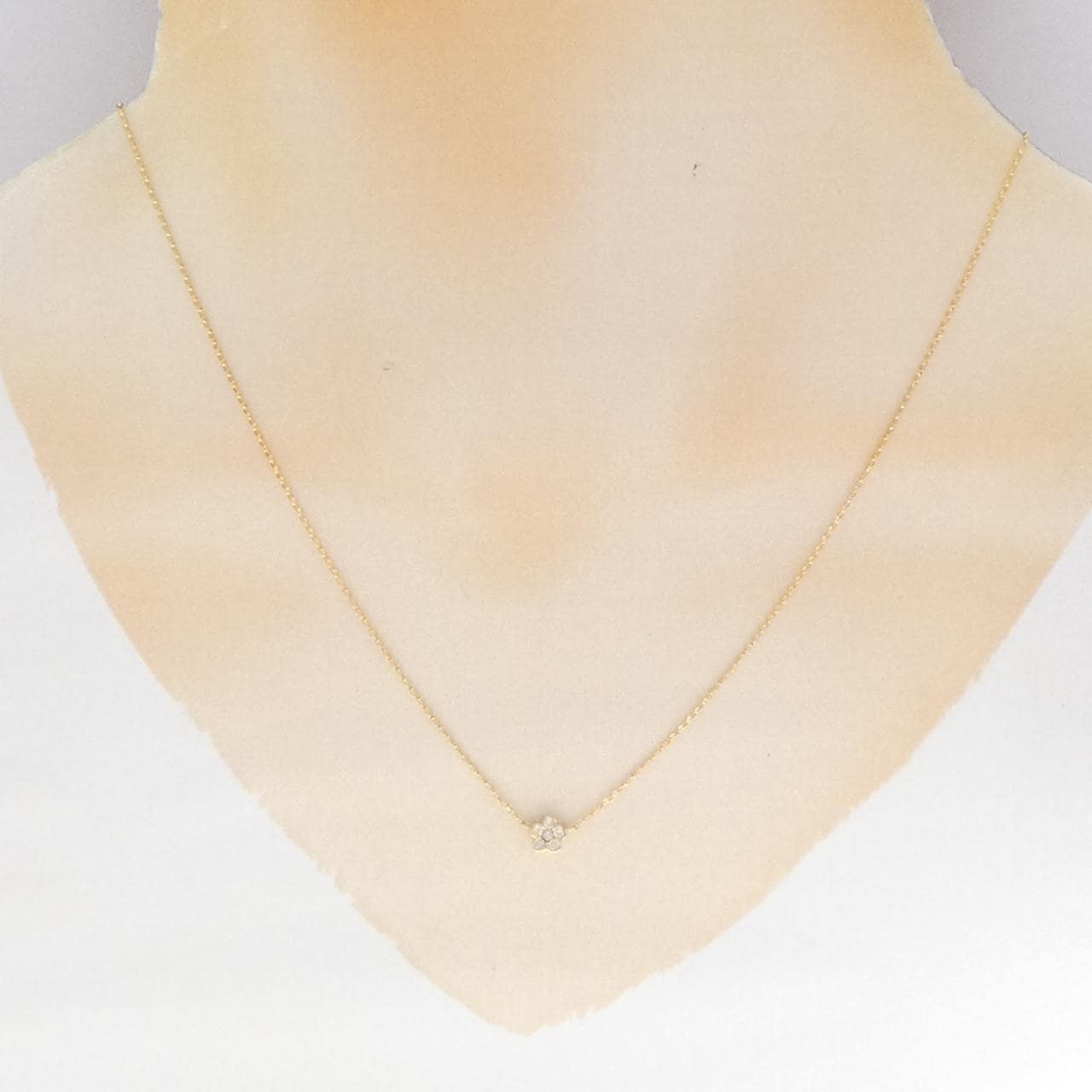 K18YG フラワー ダイヤモンド ネックレス 0.10CT