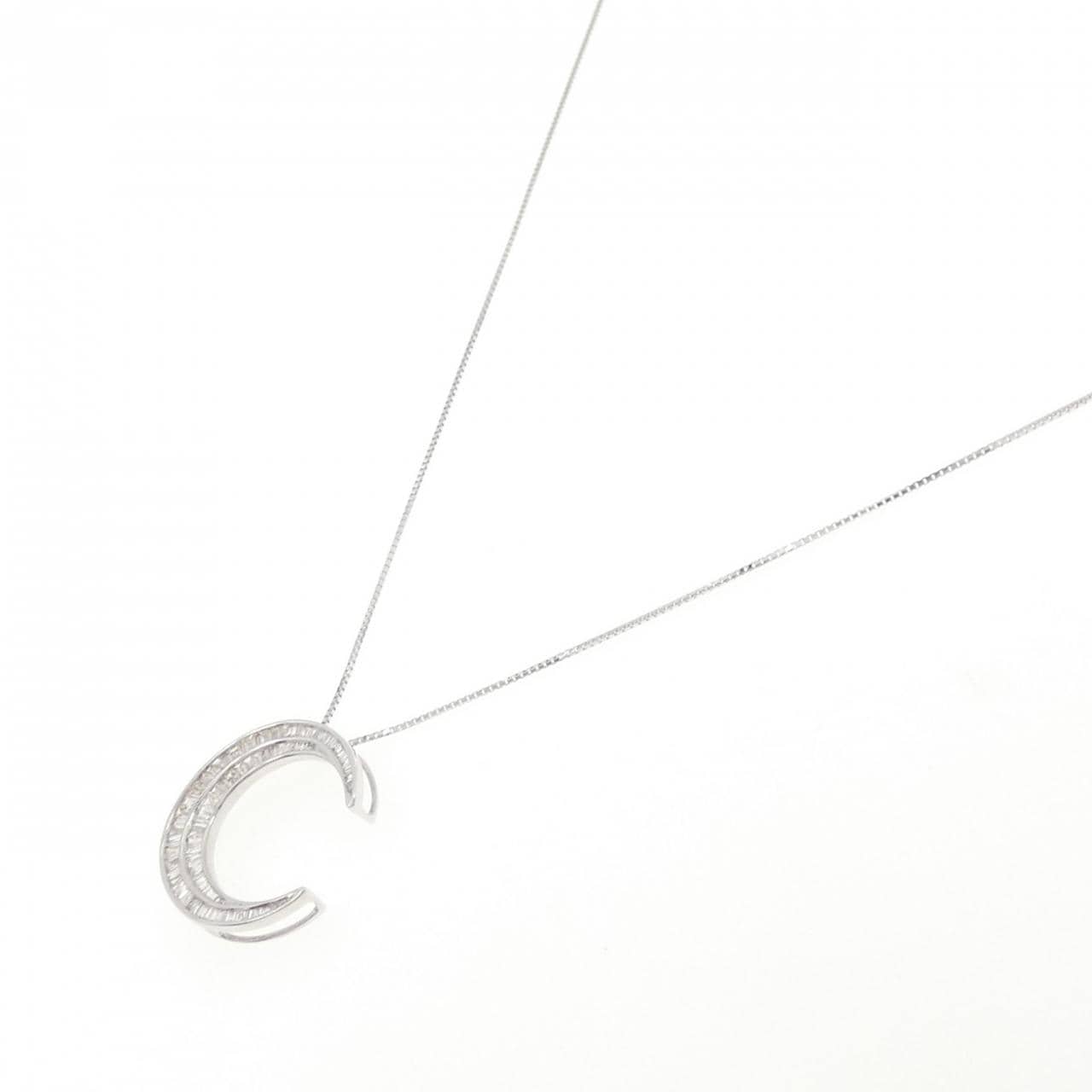 K18WG ムーン ダイヤモンド ネックレス 0.72CT