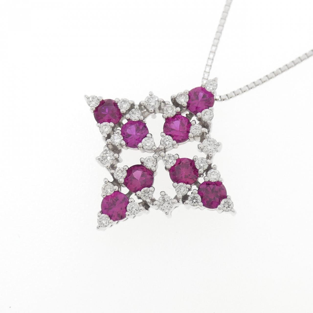 K18WG ルビー ネックレス 1.06CT