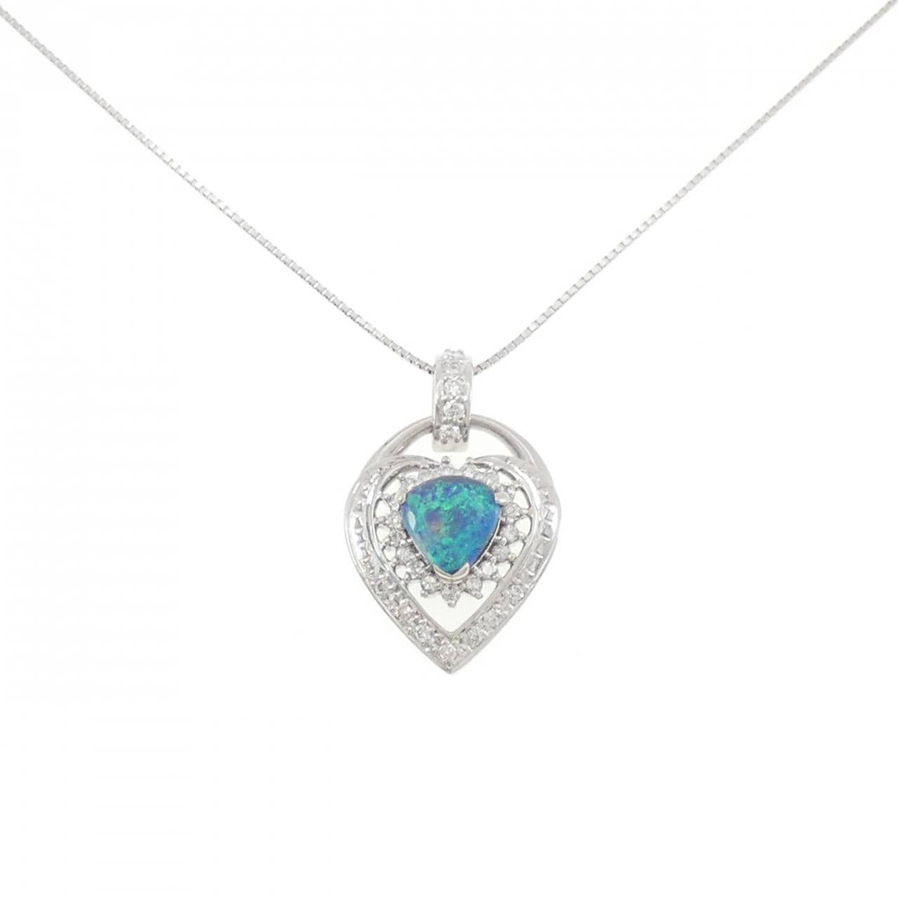 PT900/PT850 ブラックオパール ネックレス 0.92CT