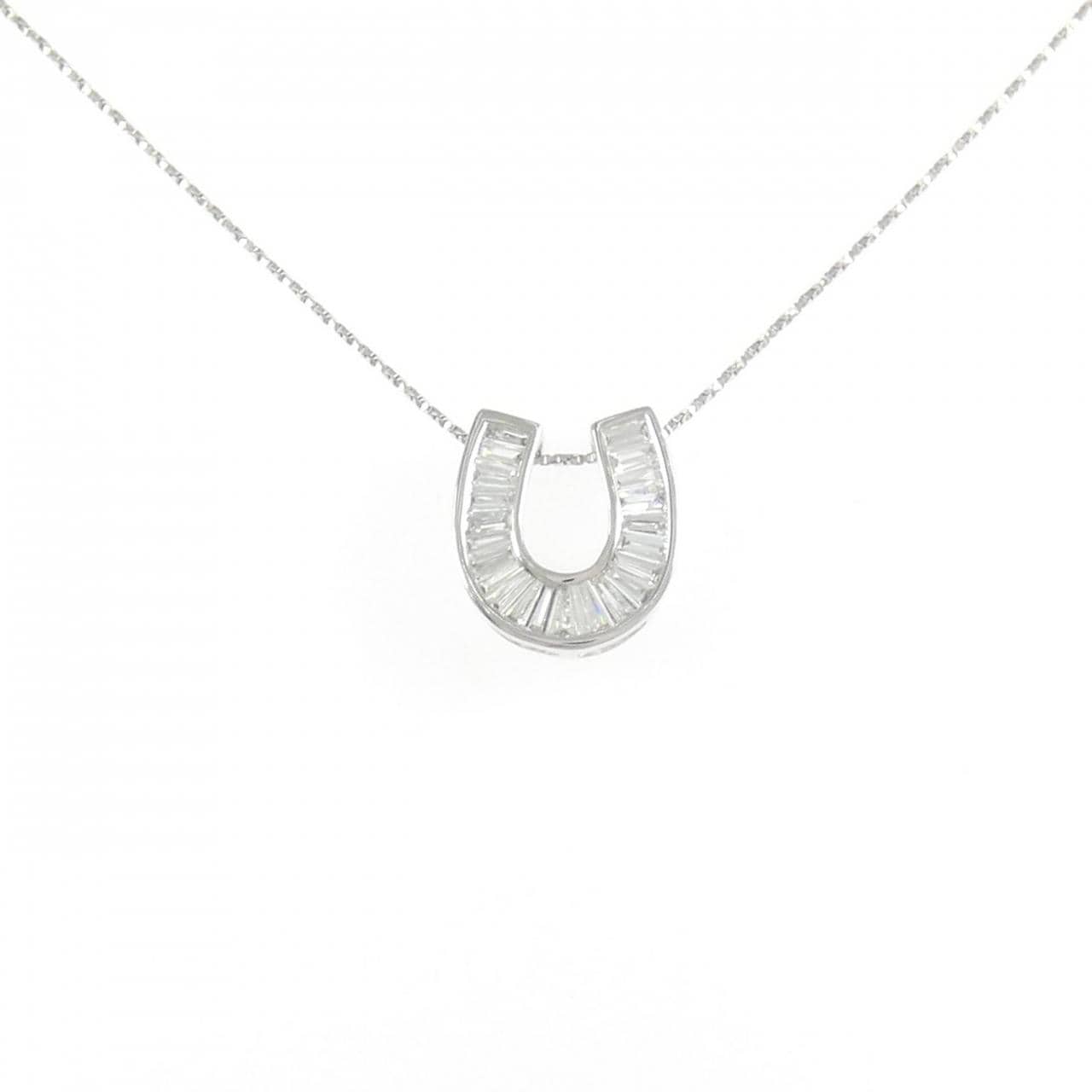 K18WG ホースシュー ダイヤモンド ネックレス