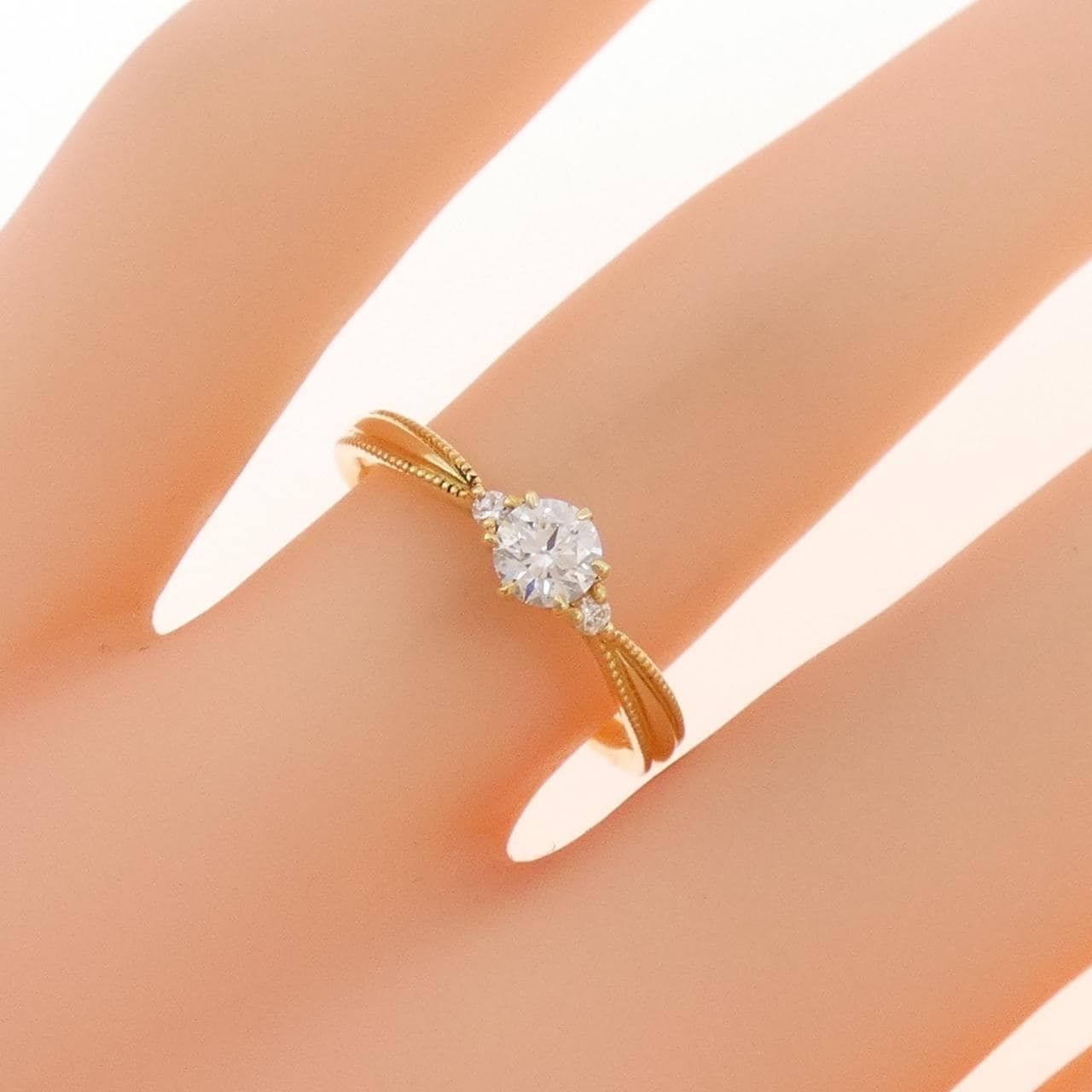 K18YG ダイヤモンド リング 0.230CT F SI1 3EXT H&C