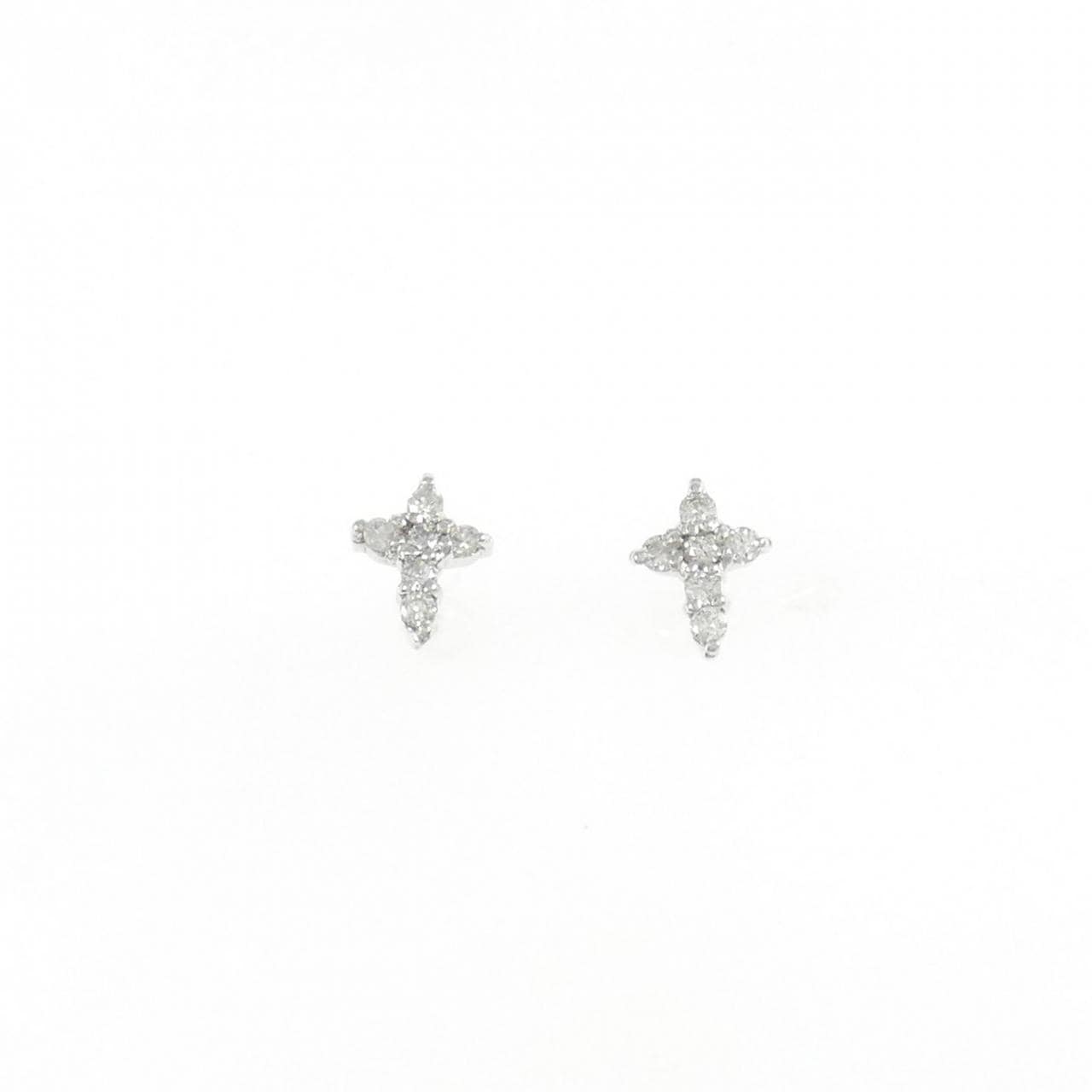 PT900 クロス ダイヤモンド ピアス 0.10CT
