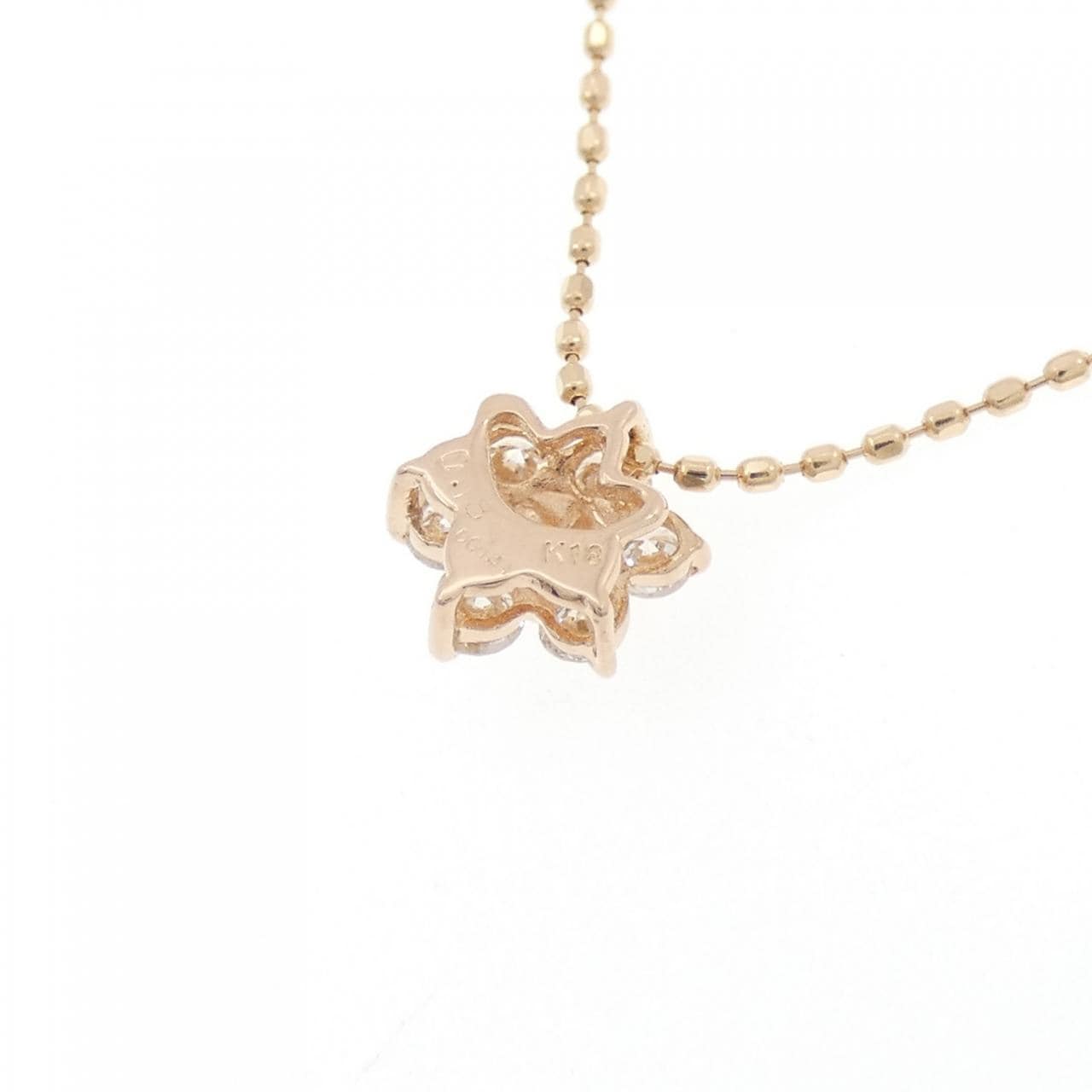 K18PG フラワー ダイヤモンド ネックレス 0.18CT