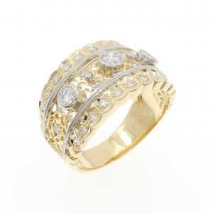 K18YG/PT900 ダイヤモンド リング 0.50CT