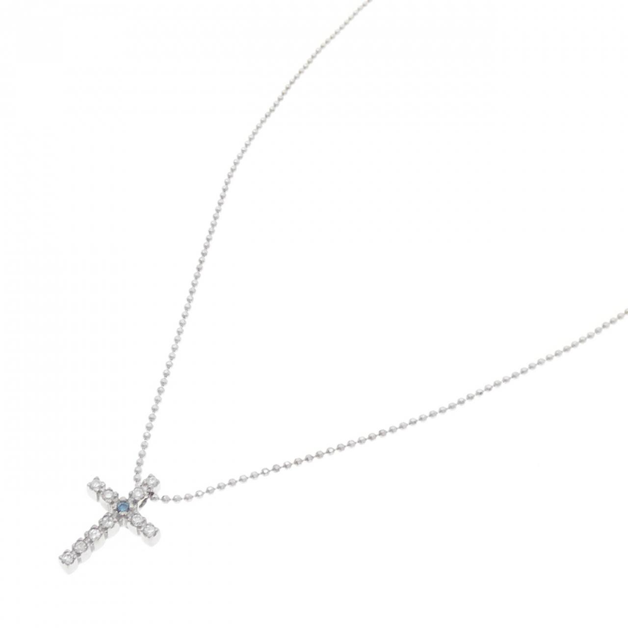 K18WG クロス ダイヤモンド ネックレス 0.10CT