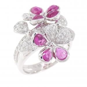 K18WG フラワー ルビー リング 1.97CT