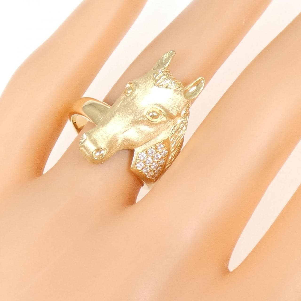 750YG ホース ダイヤモンド リング 0.12CT