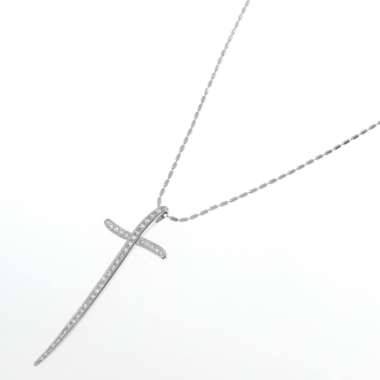 K18WG クロス ダイヤモンド ネックレス 1.00CT
