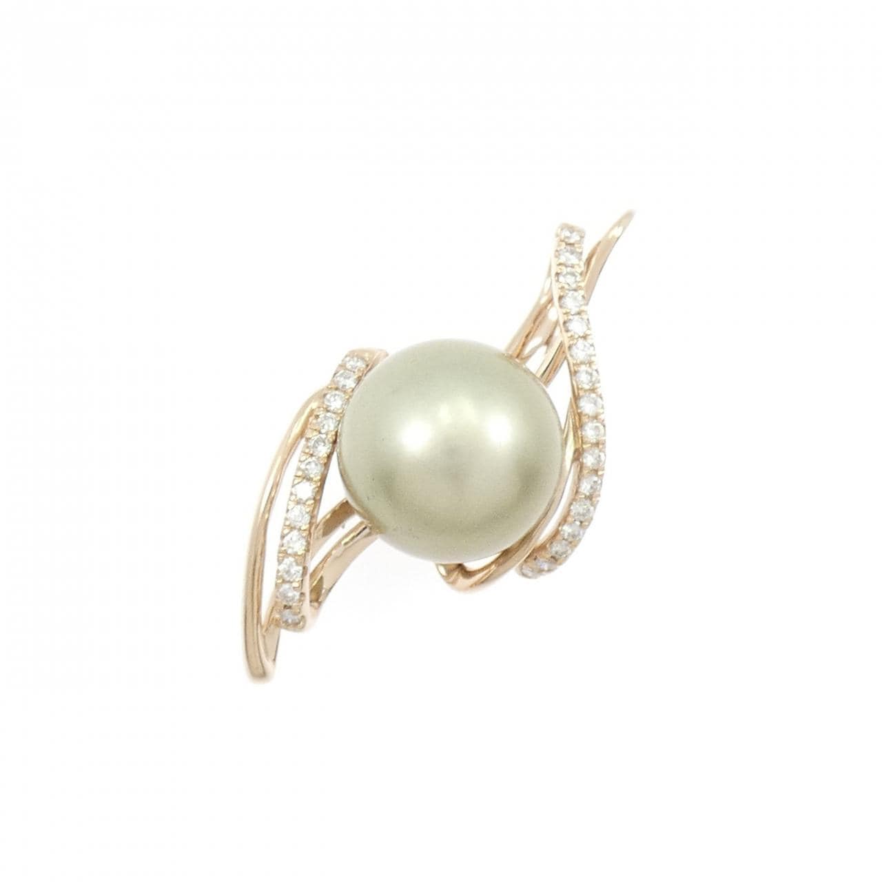 K18PG 黒蝶パール ペンダント 12.5mm