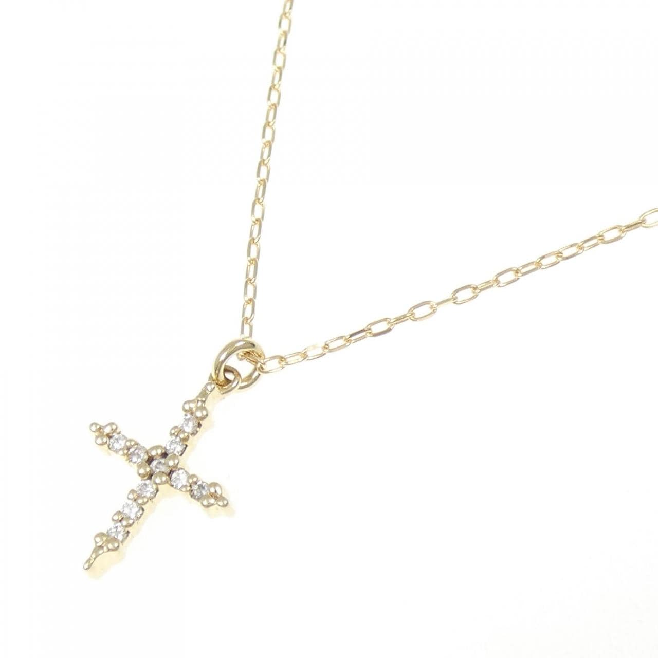 K10YG/K18YG クロス ダイヤモンド ネックレス 0.05CT