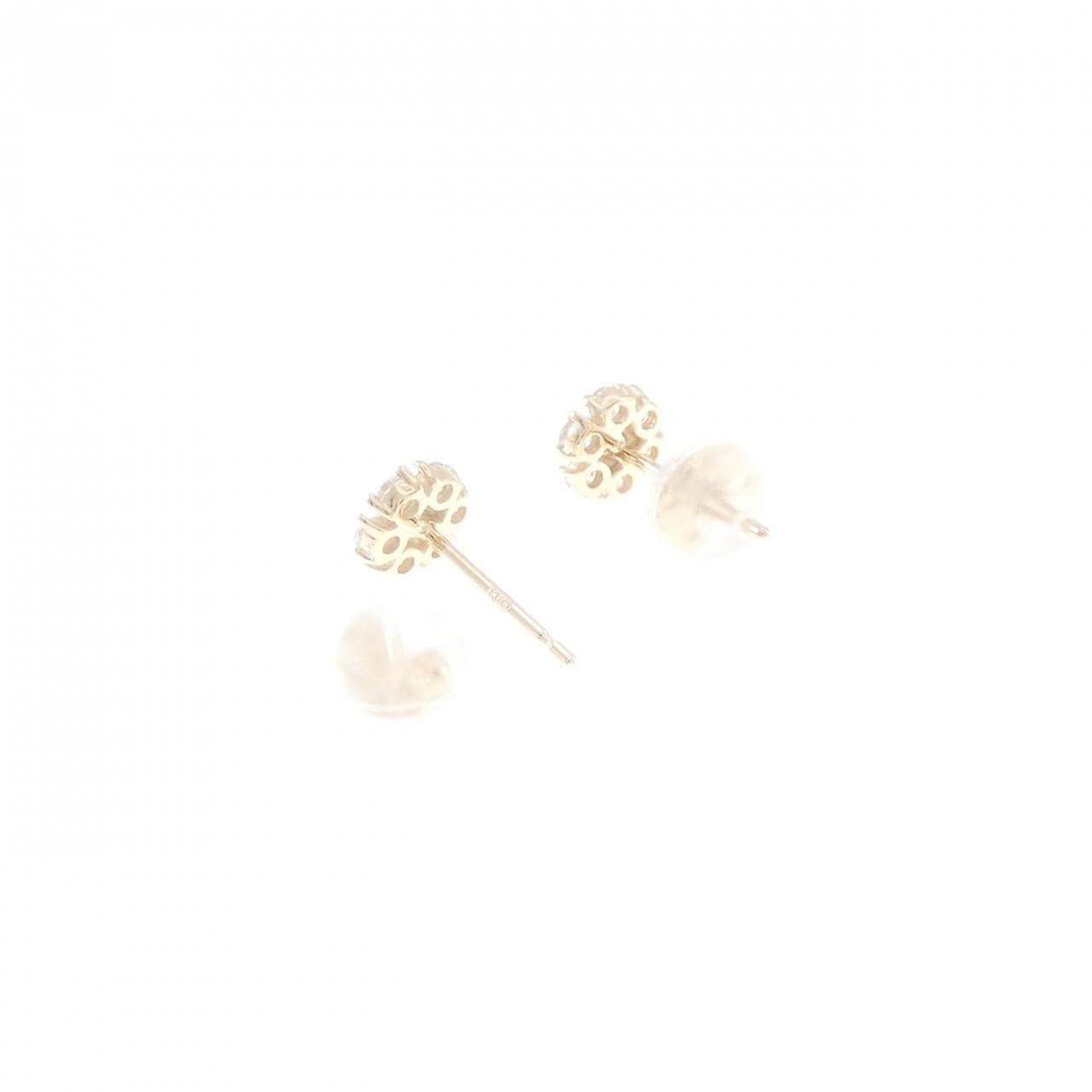 【リメイク】K10YG フラワー ダイヤモンド ピアス 0.30CT