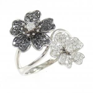 K18WG/K18BG フラワー ダイヤモンド リング 0.75CT
