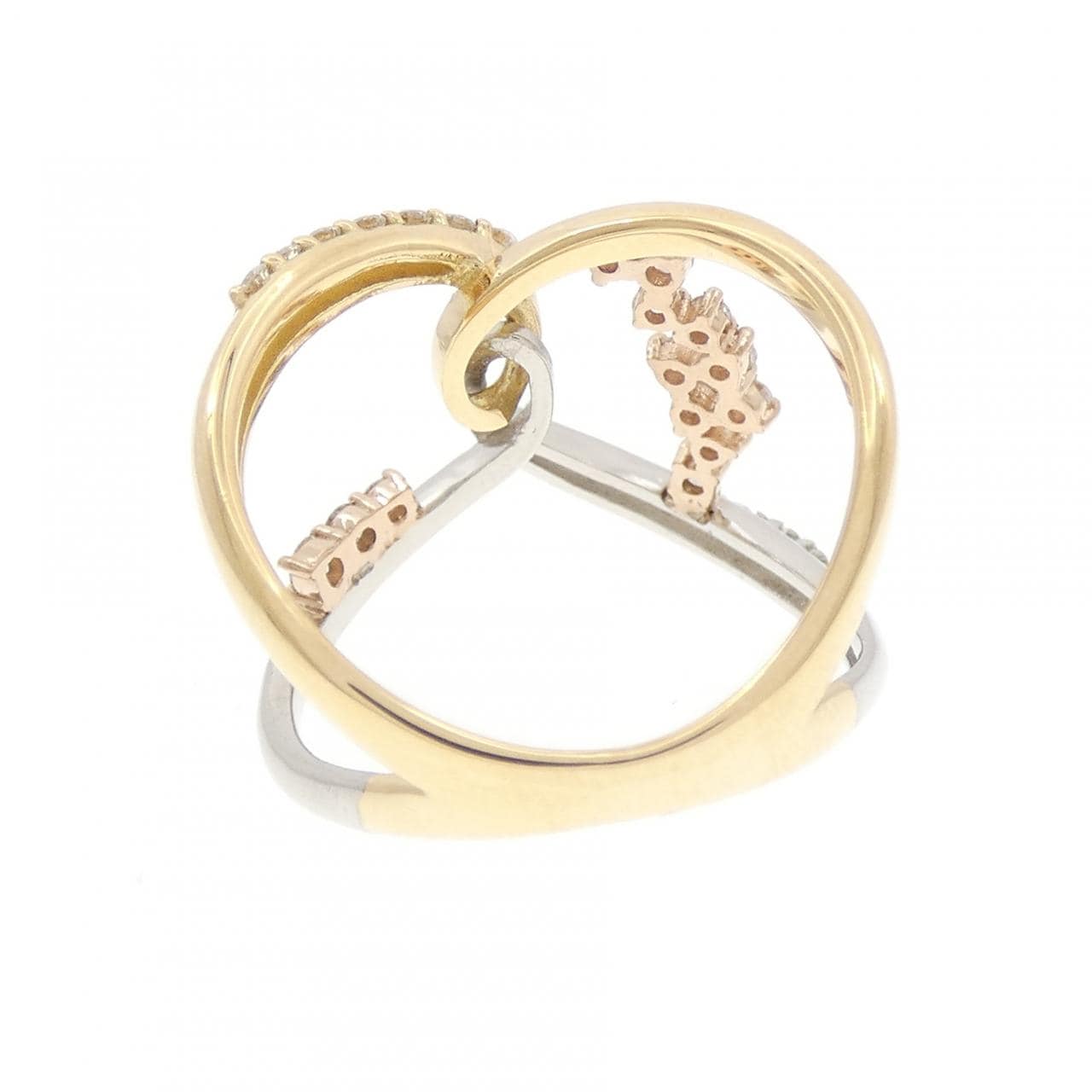 K18YG/PT900/K18PG ダイヤモンド リング 0.35CT