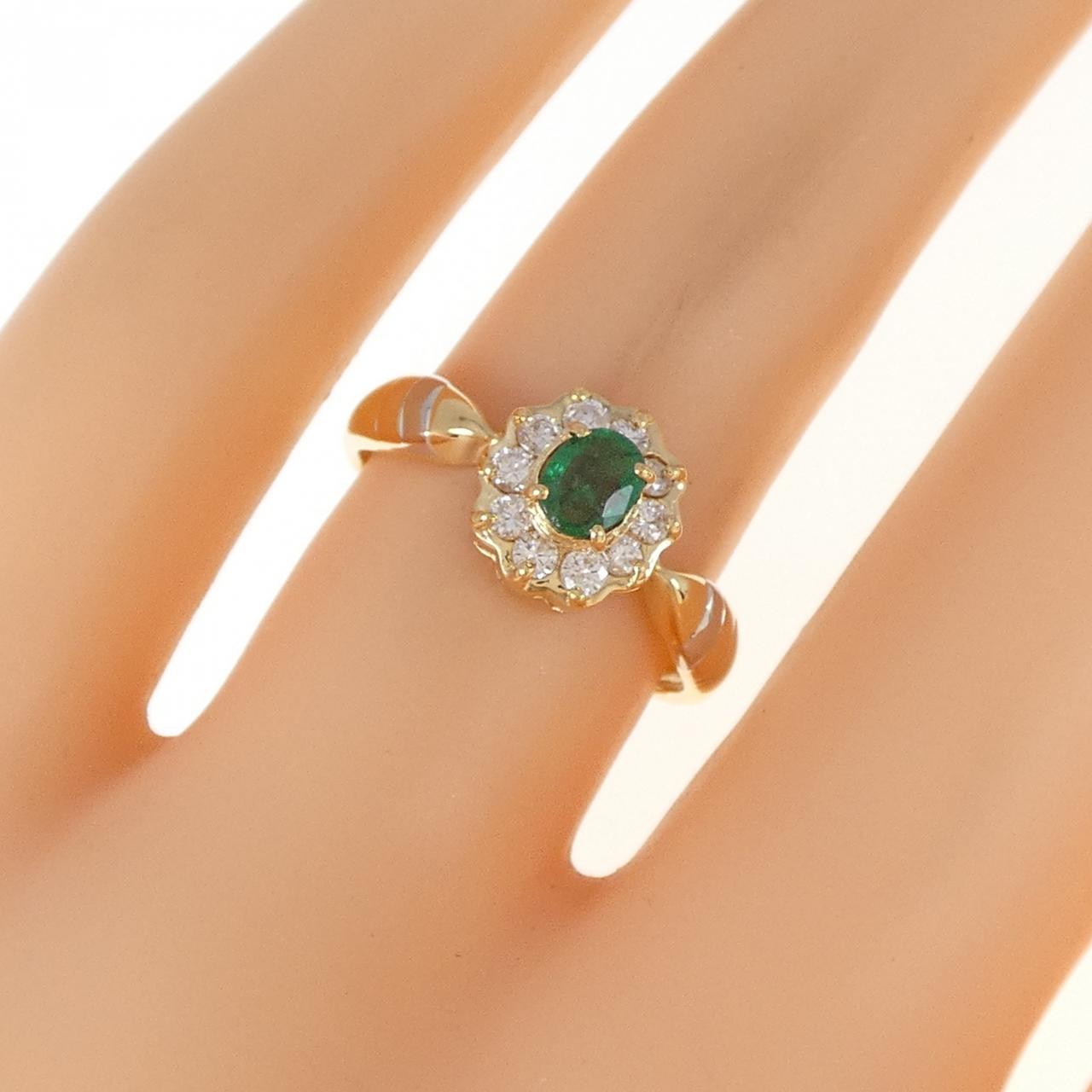 K18YG/PT900 Emerald Ring 0.25CT