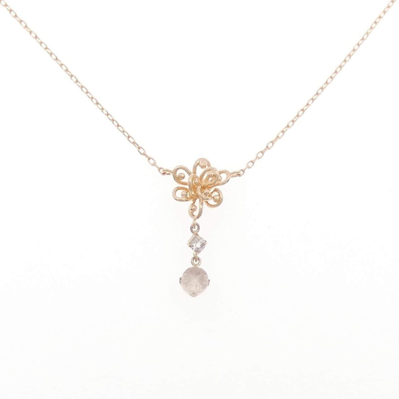 K10PG フラワー ムーンストーン ネックレス