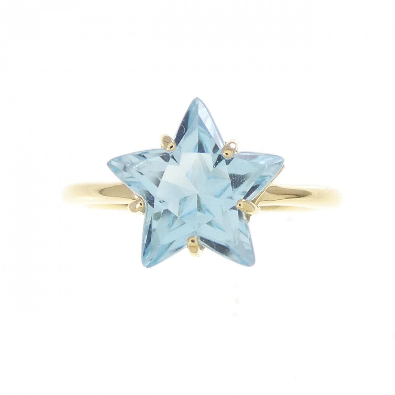 K18YG スター ブルートパーズ リング 3.19CT