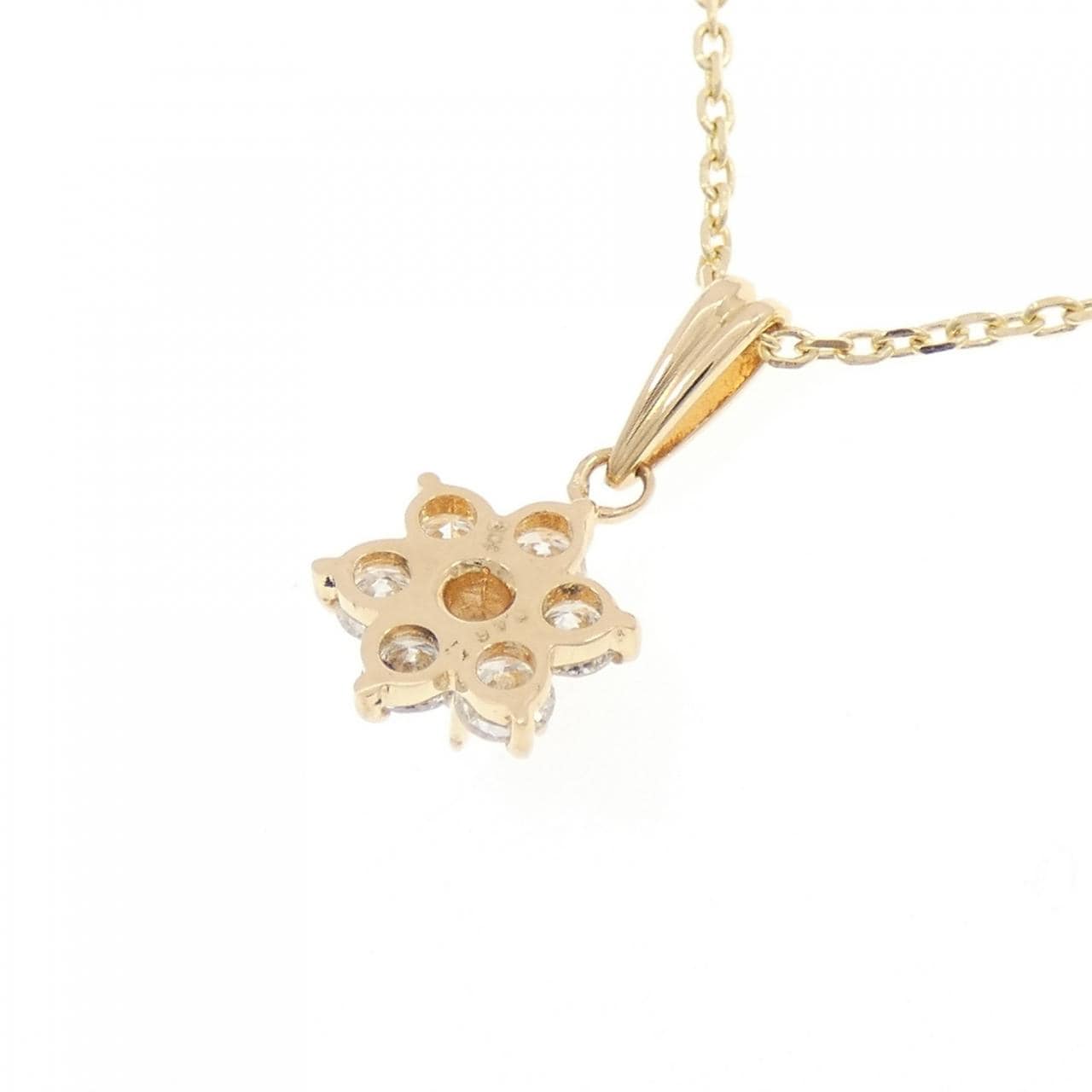 K18YG フラワー ダイヤモンド ネックレス 0.46CT