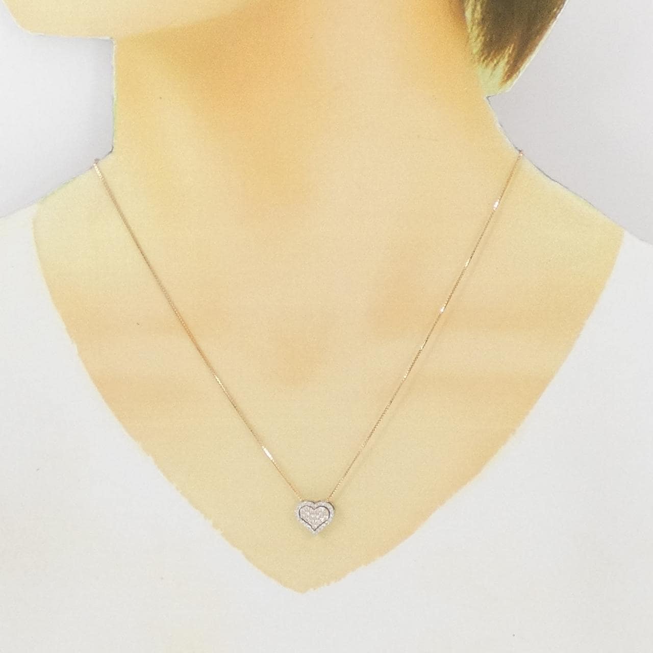 K18PG/K18WG 2WAY ハート ダイヤモンド ネックレス 0.19CT