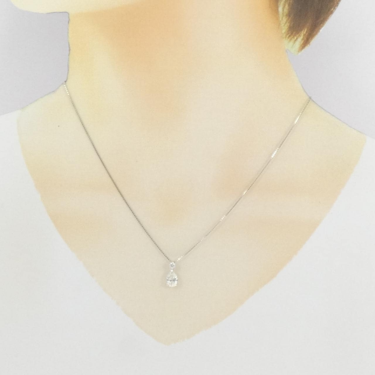 PT900/PT850 ダイヤモンド ネックレス 1.006CT G SI2 ペアシェイプ