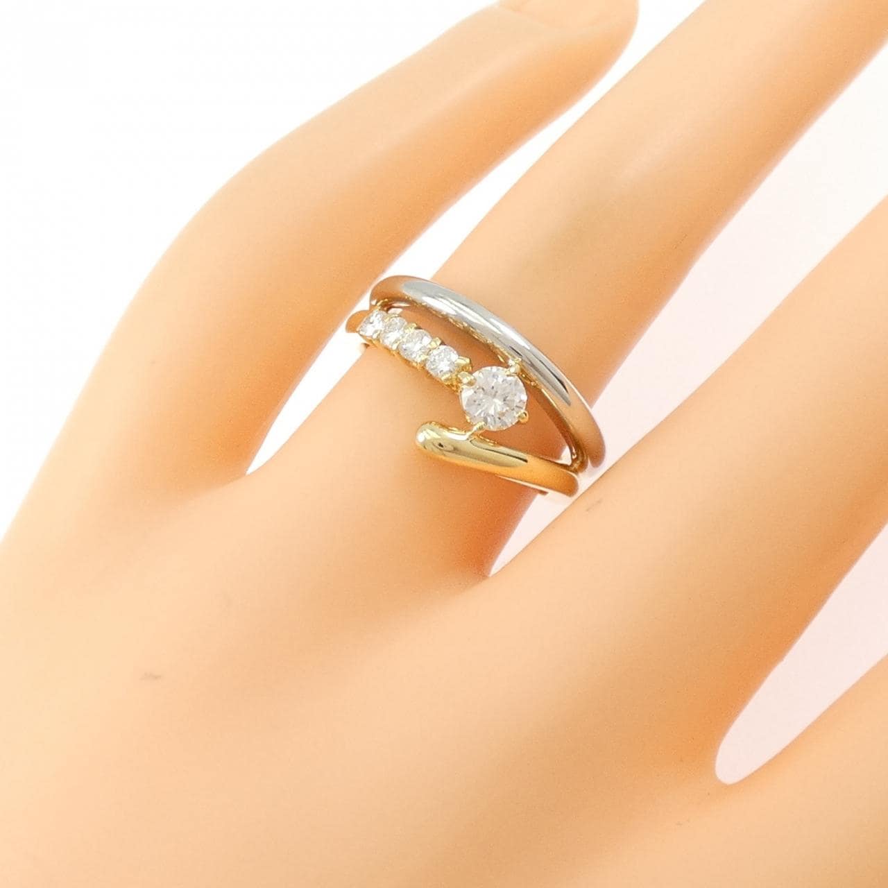 K18YG/PT900 ダイヤモンド リング 0.39CT