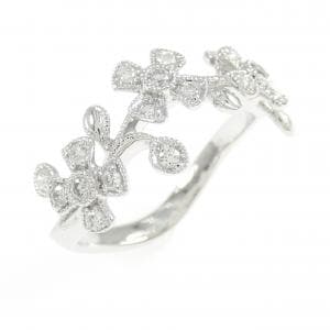 K18WG フラワー ダイヤモンド リング 0.25CT