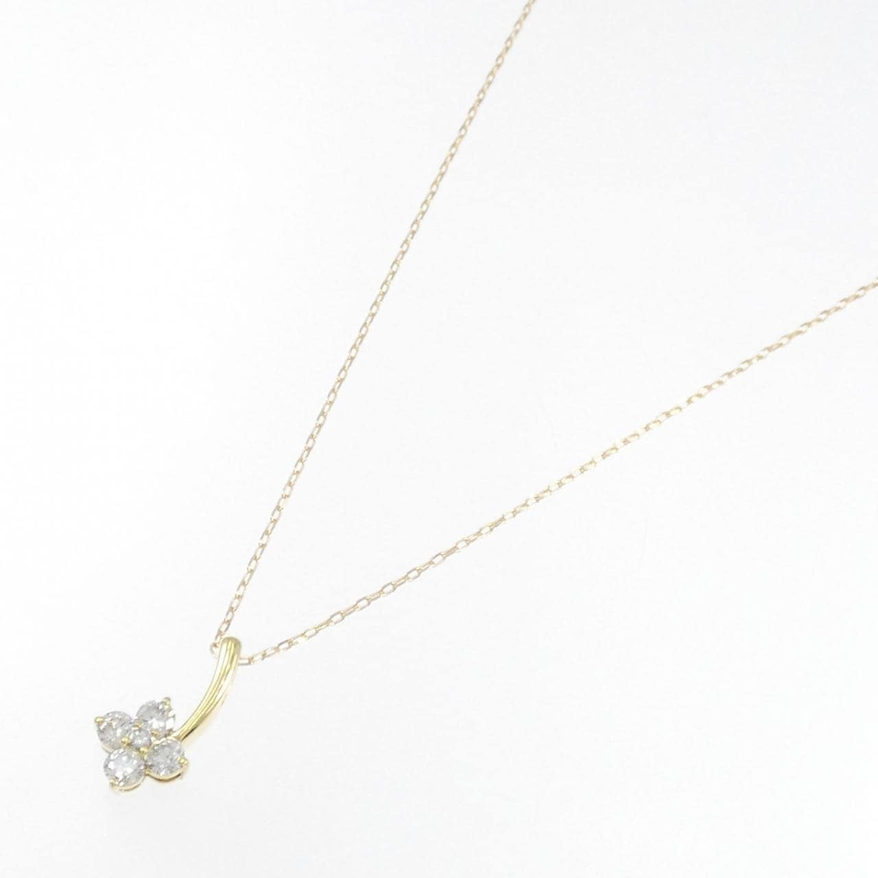 K18YG フラワー ダイヤモンド ネックレス 0.50CT