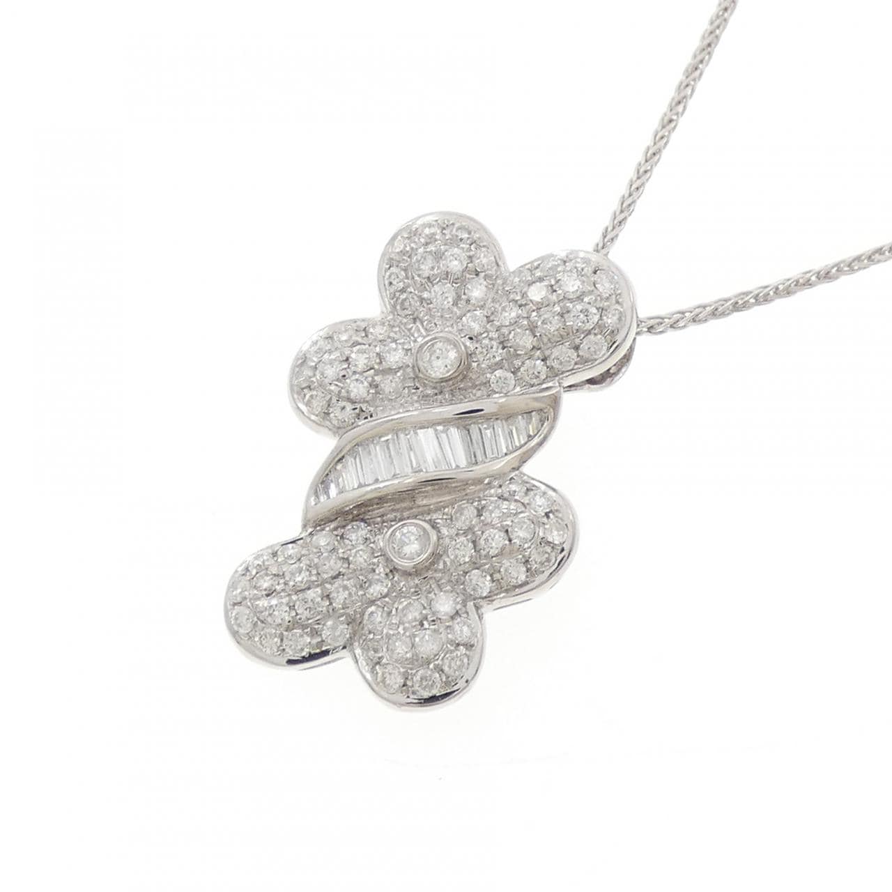 K18WG パヴェ ダイヤモンド ネックレス 0.58CT