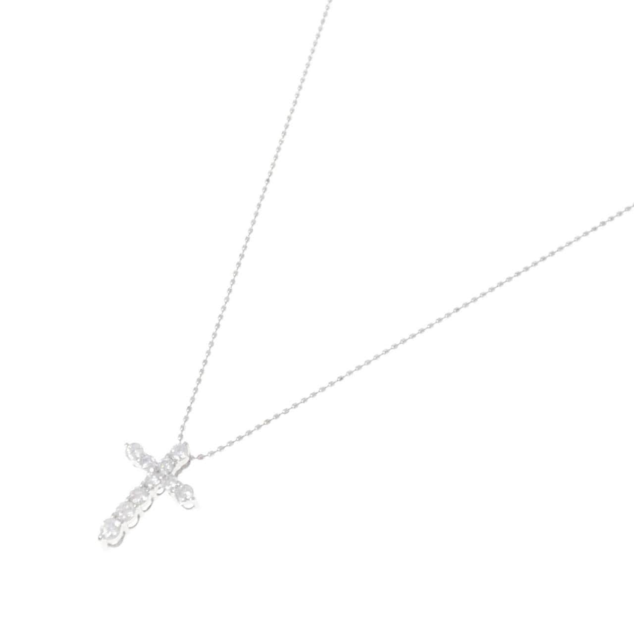 K18WG クロス ダイヤモンド ネックレス 0.50CT