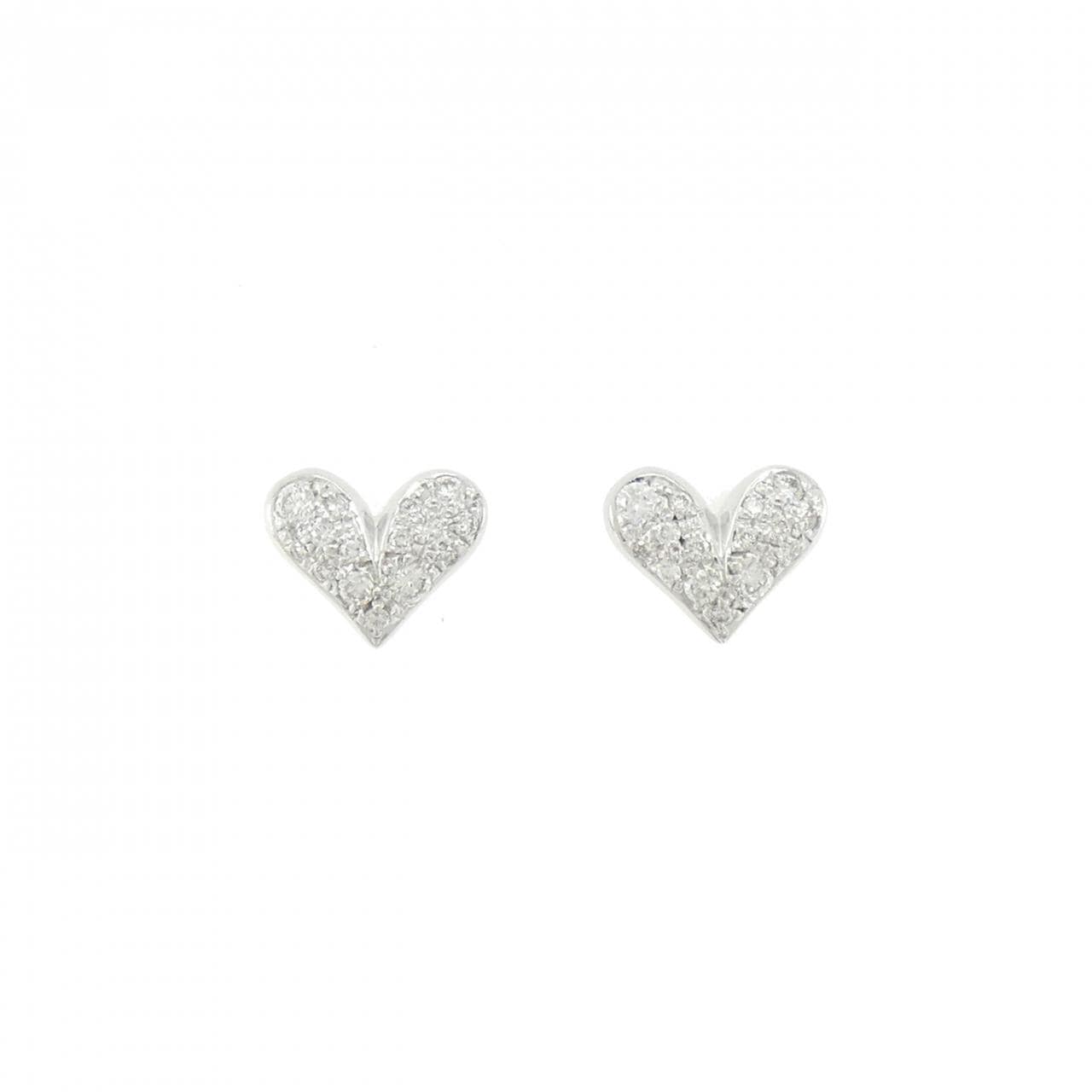 K18WG ハート ダイヤモンド ピアス 0.24CT