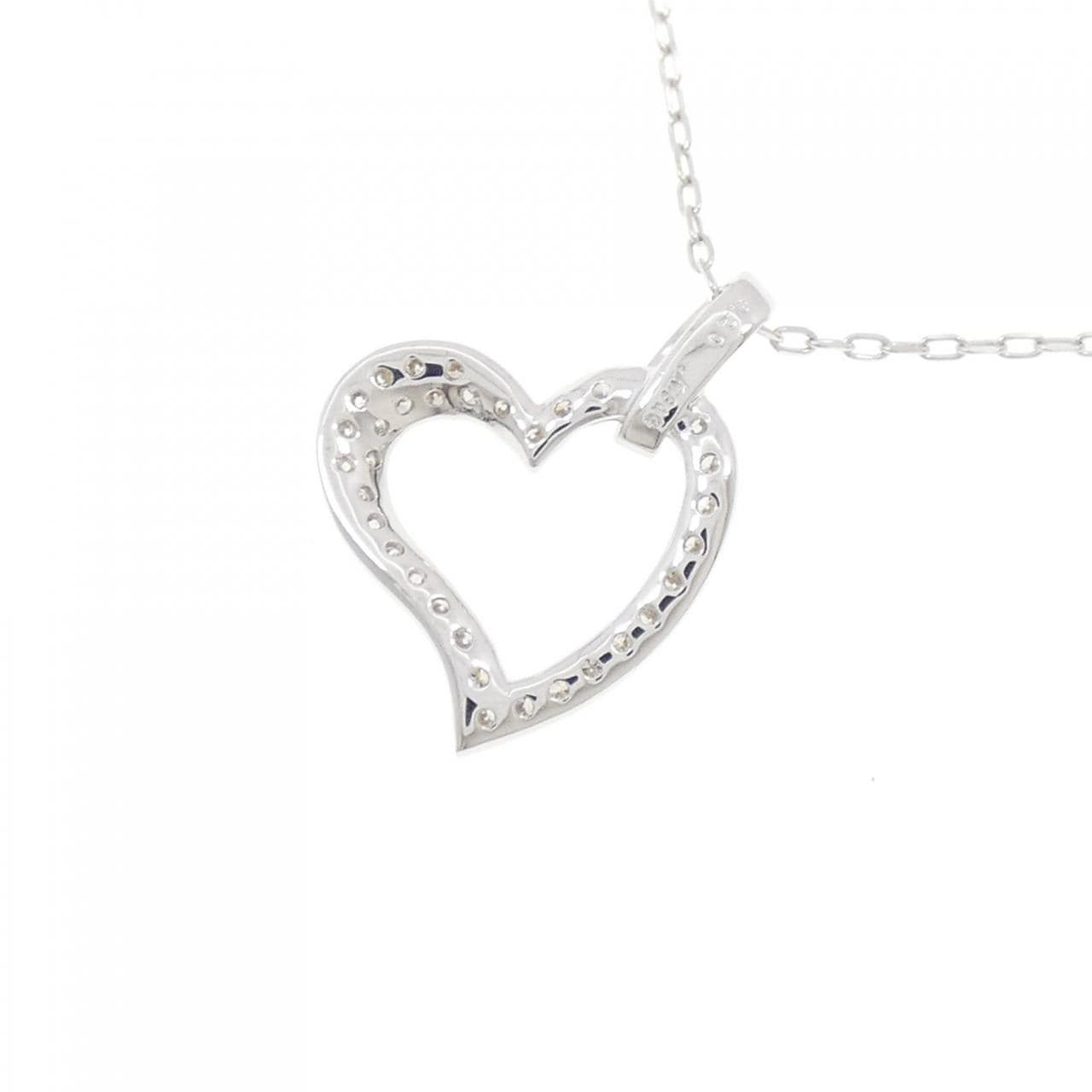 K18WG ハート ダイヤモンド ネックレス 0.20CT