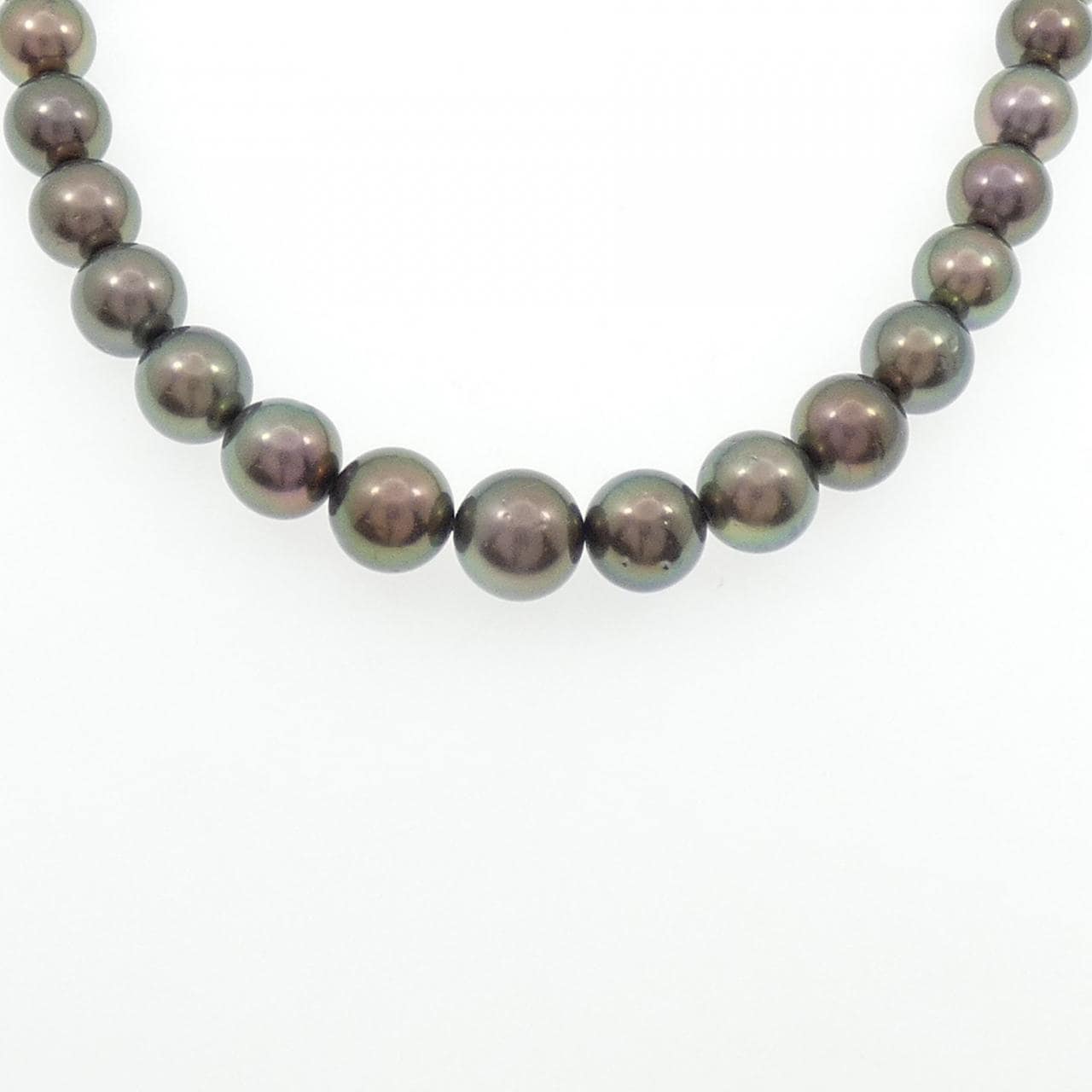 シルバー 黒蝶パール ネックレス 10-14mm