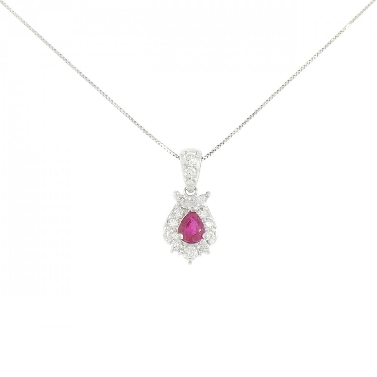 PT900/PT850 ルビー ネックレス 0.52CT